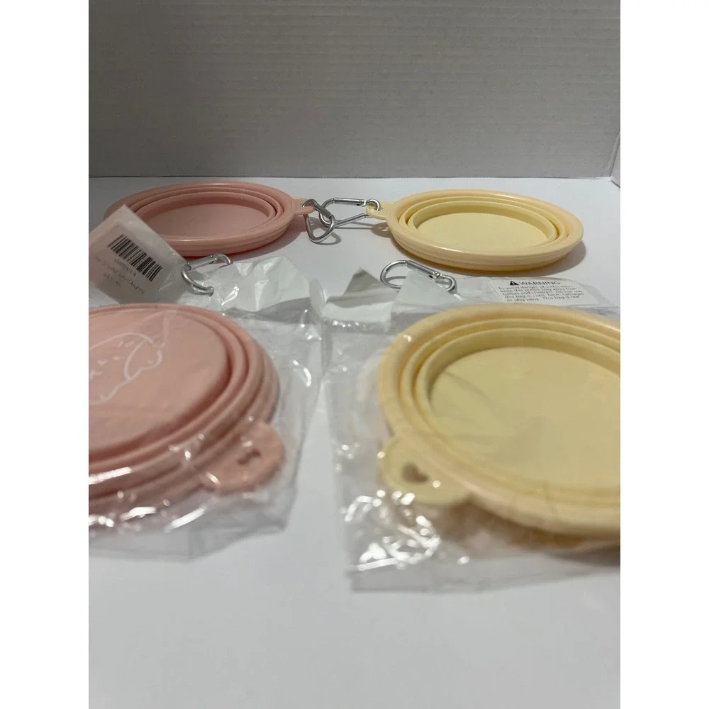 4 Collapsible Silicone Dog Bowl Cat‎ Bowl Food Water Travel Bowl with Carabiner
